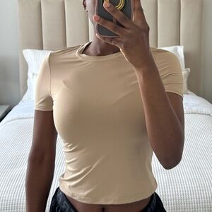 Tan Basic Solid Fitted Shirt